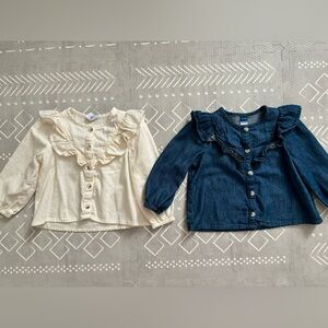 Baby Girl Ruffled Long Sleeve Button Blouses